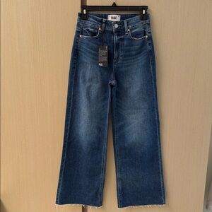PAIGE Women's Classic wide Leg Blue Jeans